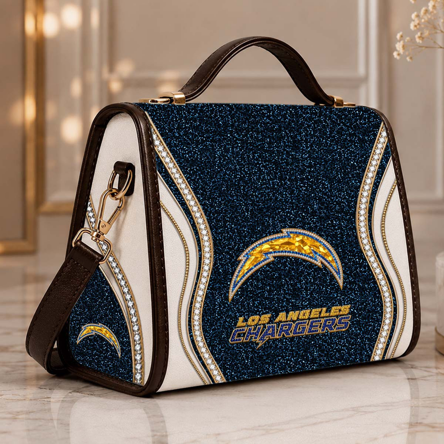 LAC x NFL Glitter Leather Handbag