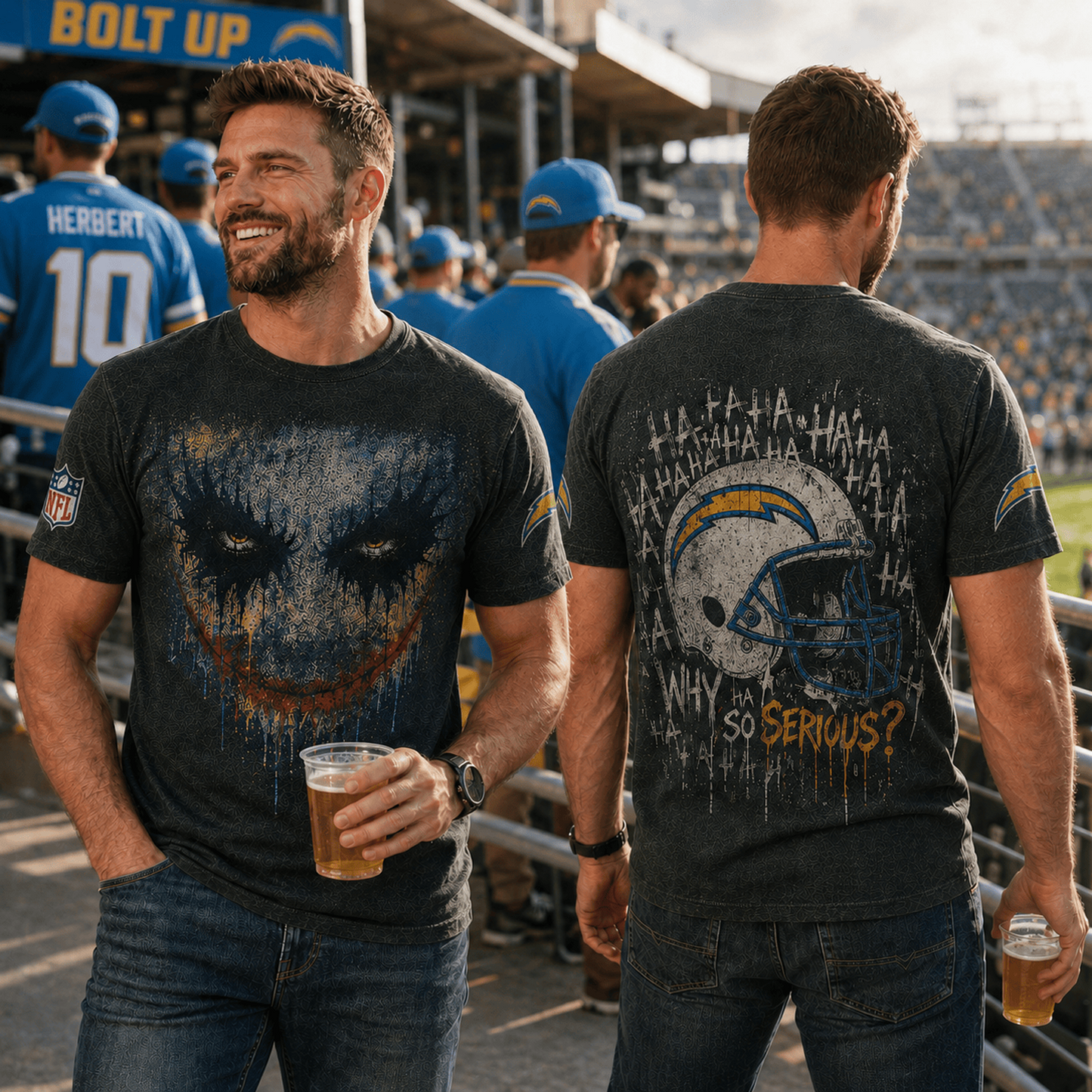 LAC x NFL Premium Joker 3D T-Shirt For Football Fans Loving Dark Aesthetic