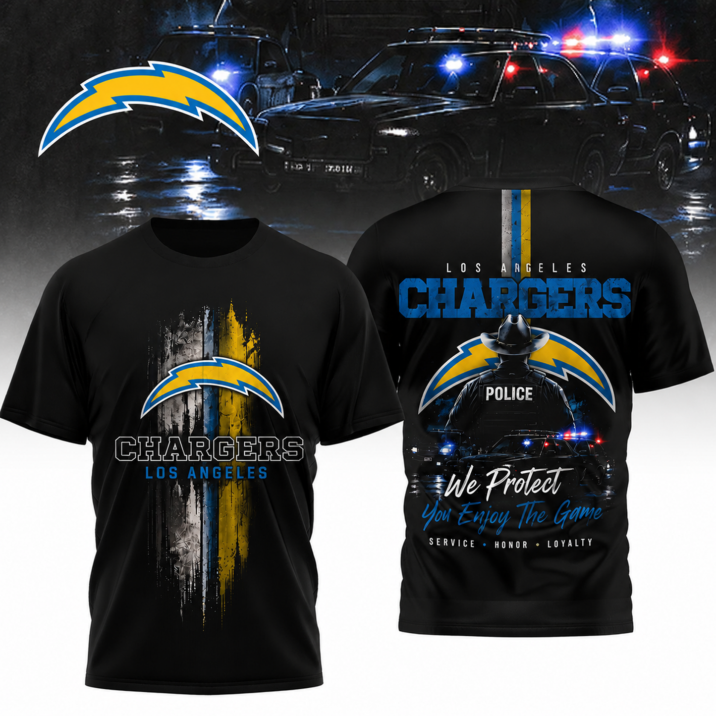 LAC x NFL Premium Police Tribute Team 3D Shirt