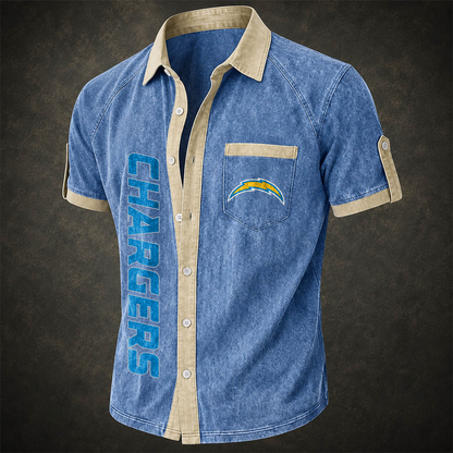 LAC x NFL Short-Sleeve Button-Up Sports Shirt