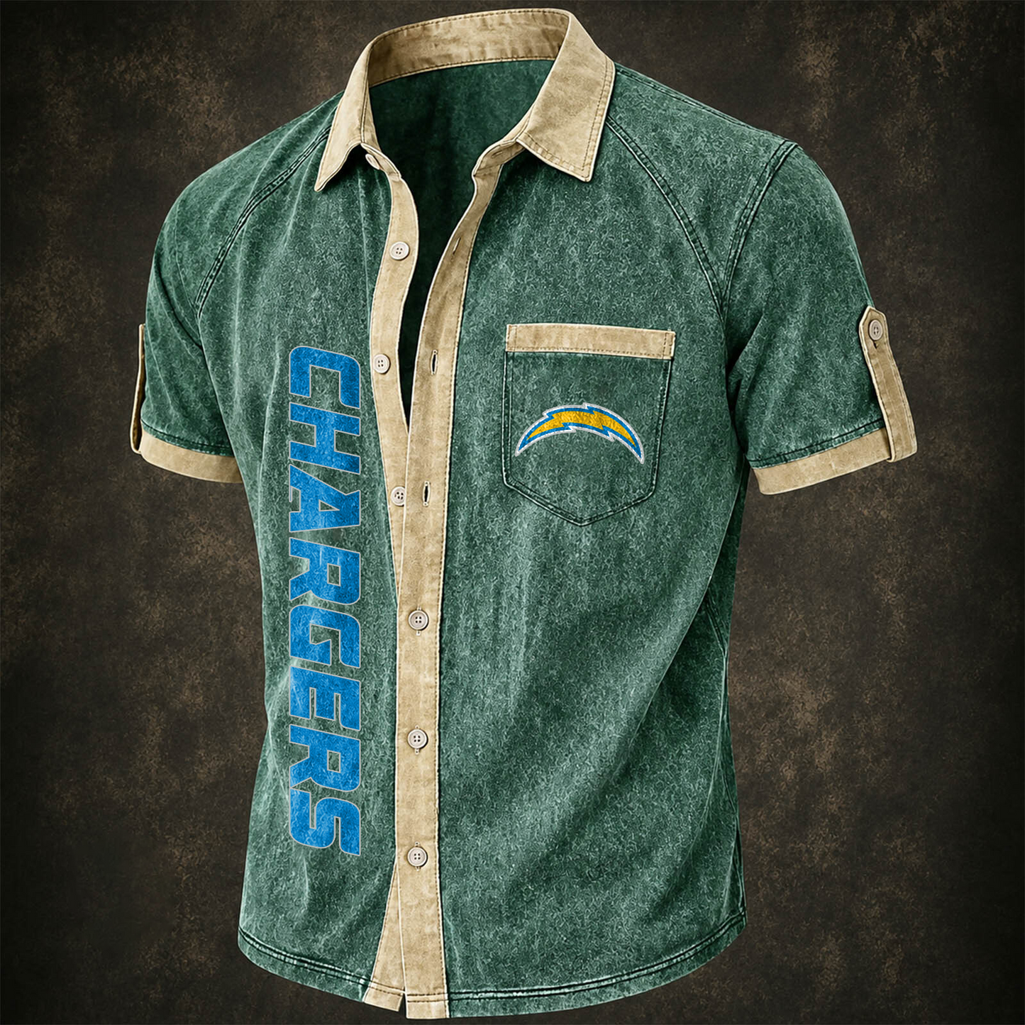 LAC x NFL Short-Sleeve Button-Up Sports Shirt