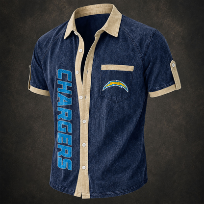 LAC x NFL Short-Sleeve Button-Up Sports Shirt