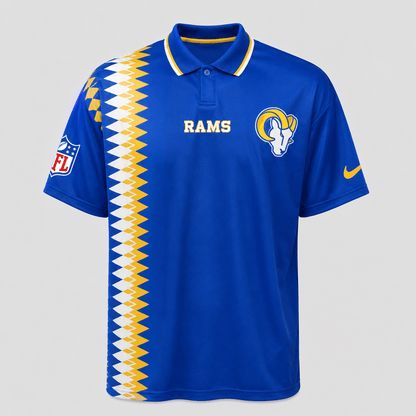 LAR Premium NFL Men’s Sporty Zigzag Stripe Polo Shirt