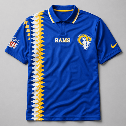 LAR Premium NFL Men’s Sporty Zigzag Stripe Polo Shirt