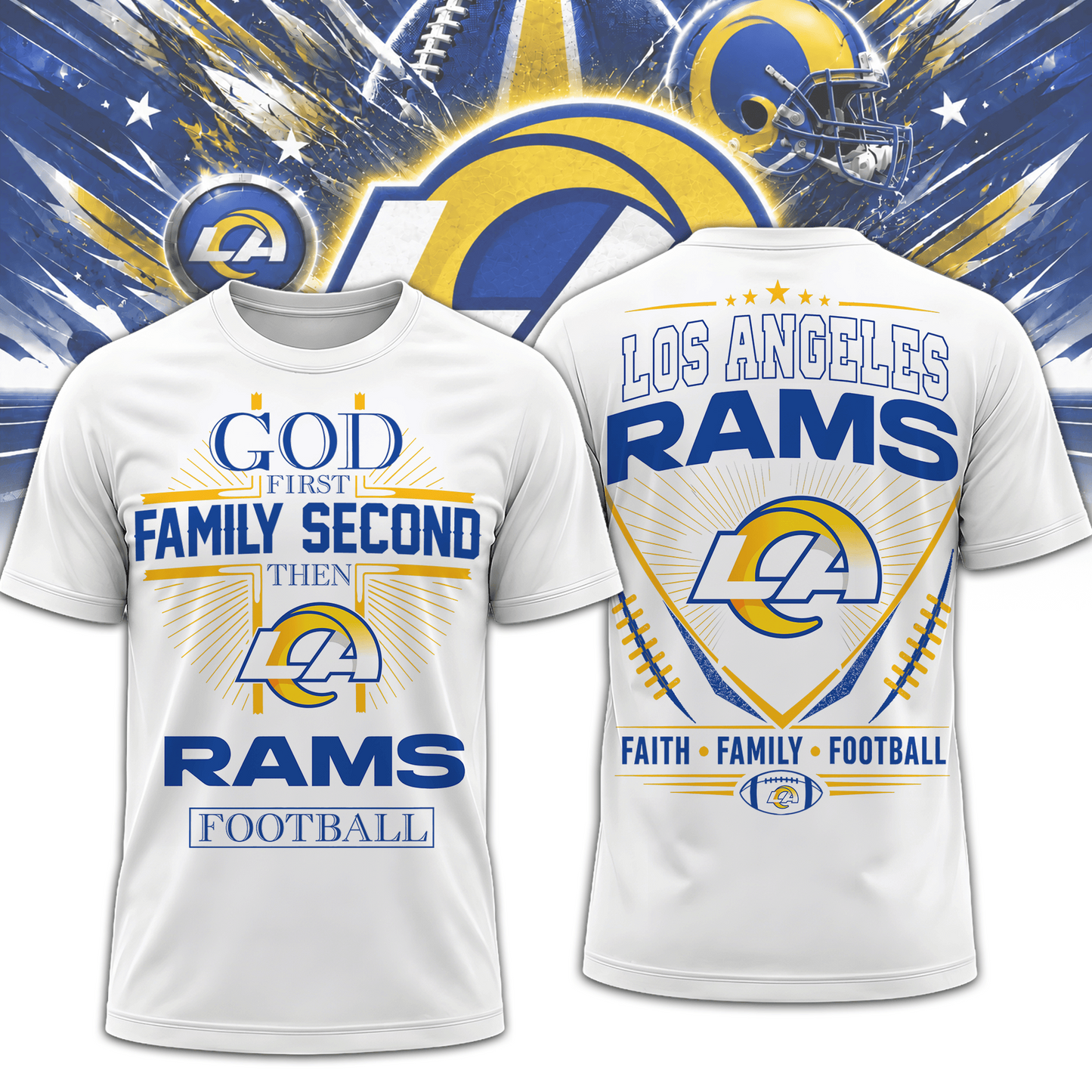 LAR x NFL Faith, Family, Football 3D Shirt