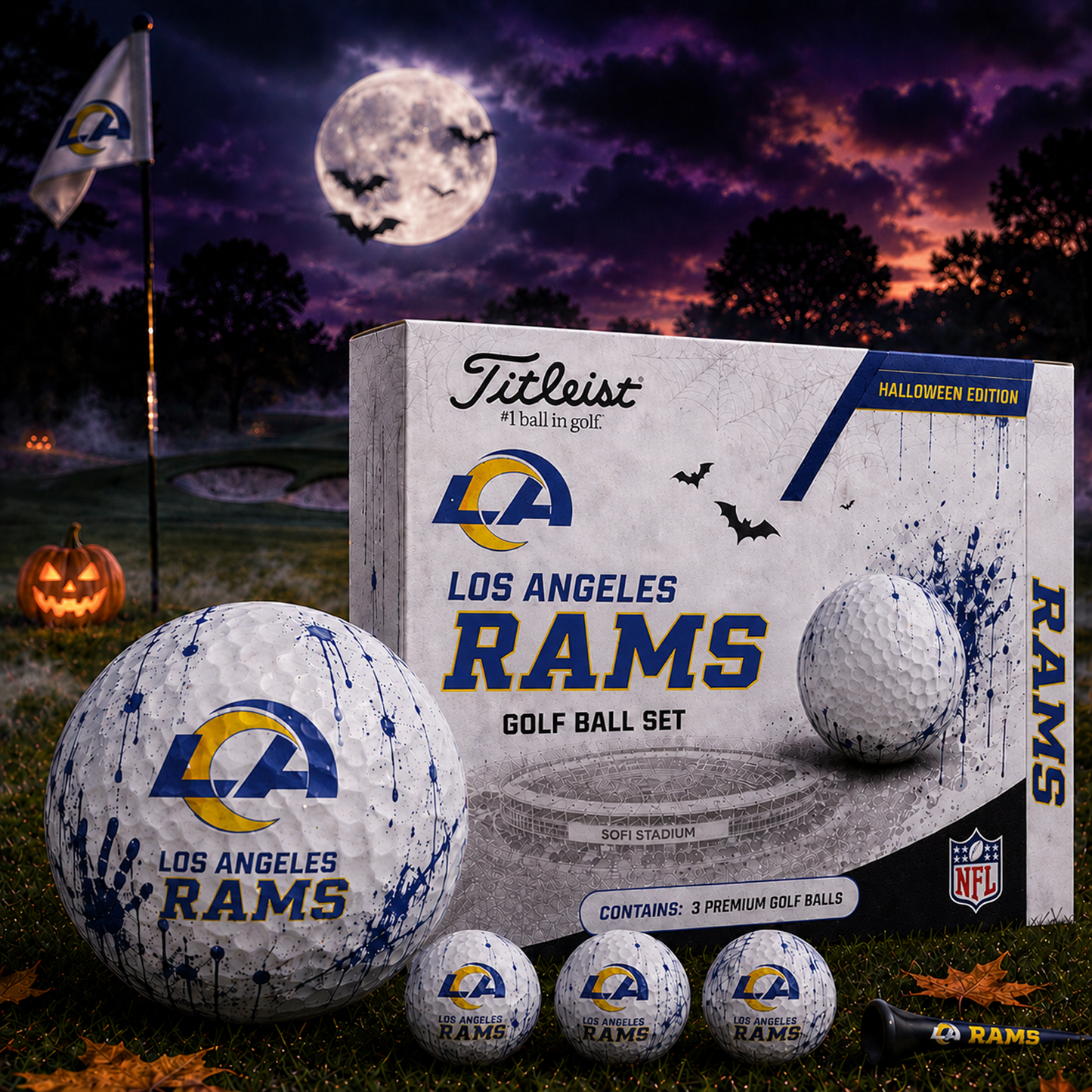 LAR x NFL Halloween Edition Golf Ball Set  3 Premium Golf Balls