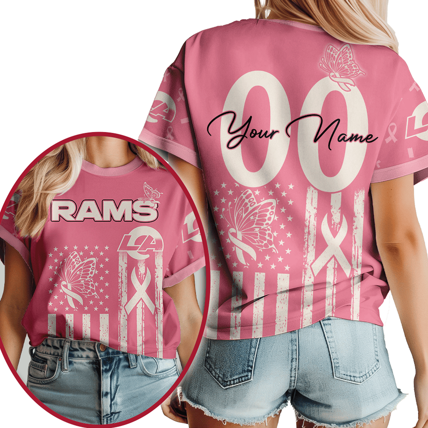 LAR x NFL Premium Butterfly Ribbon Custom 3D Shirt