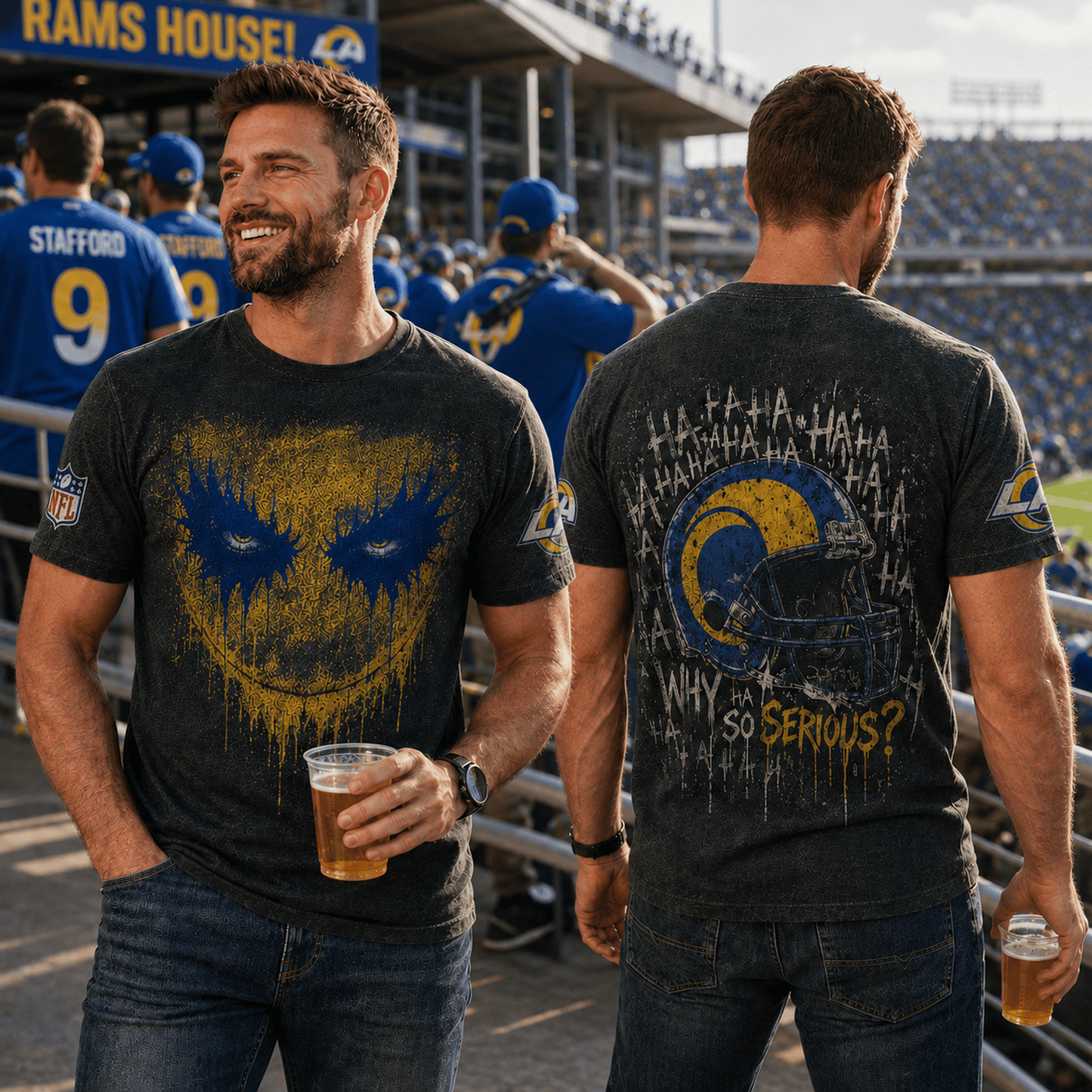 LAR x NFL Premium Joker 3D T-Shirt For Football Fans Loving Dark Aesthetic