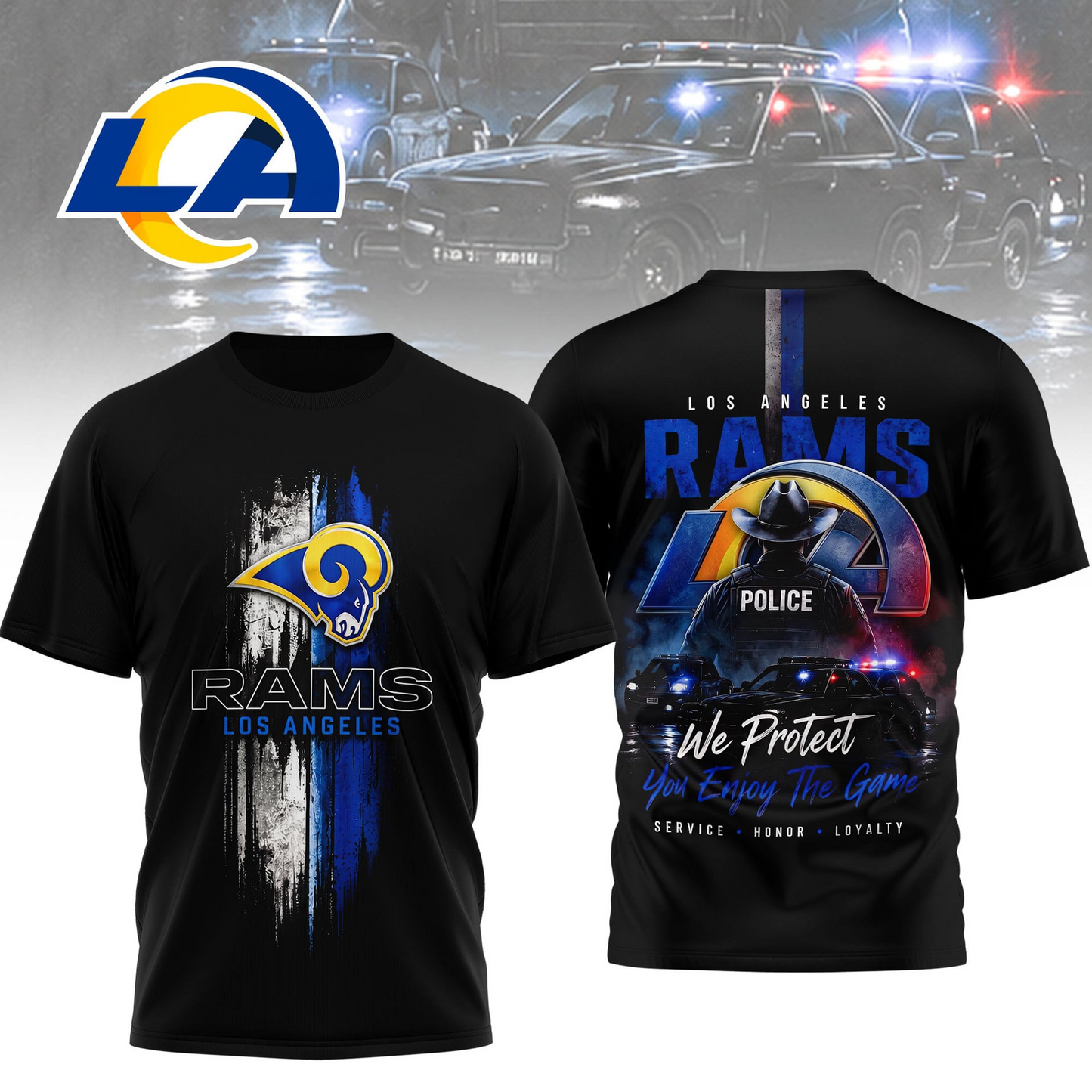 LAR x NFL Premium Police Tribute Team 3D Shirt