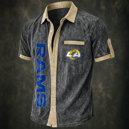 LAR x NFL Short-Sleeve Button-Up Sports Shirt