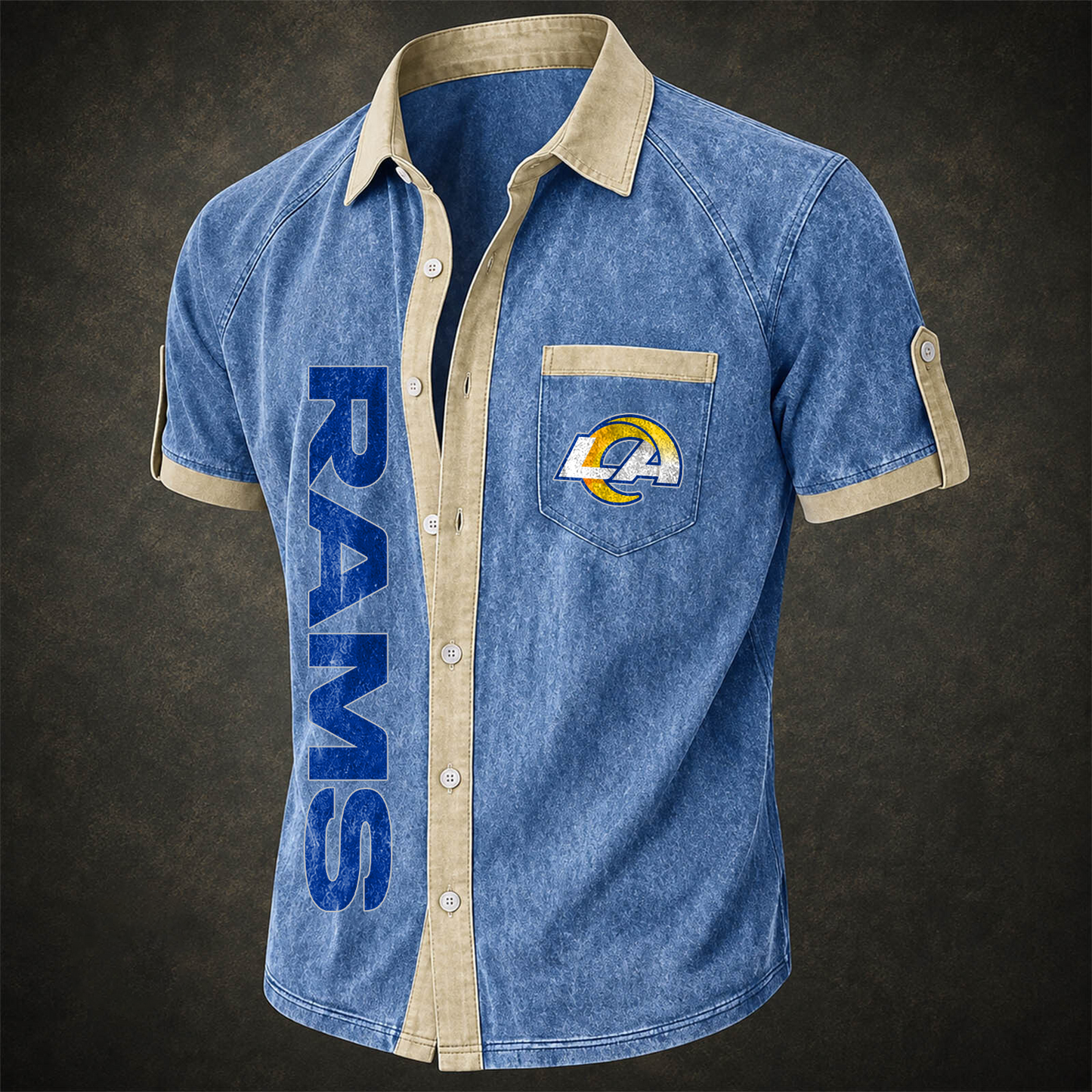 LAR x NFL Short-Sleeve Button-Up Sports Shirt