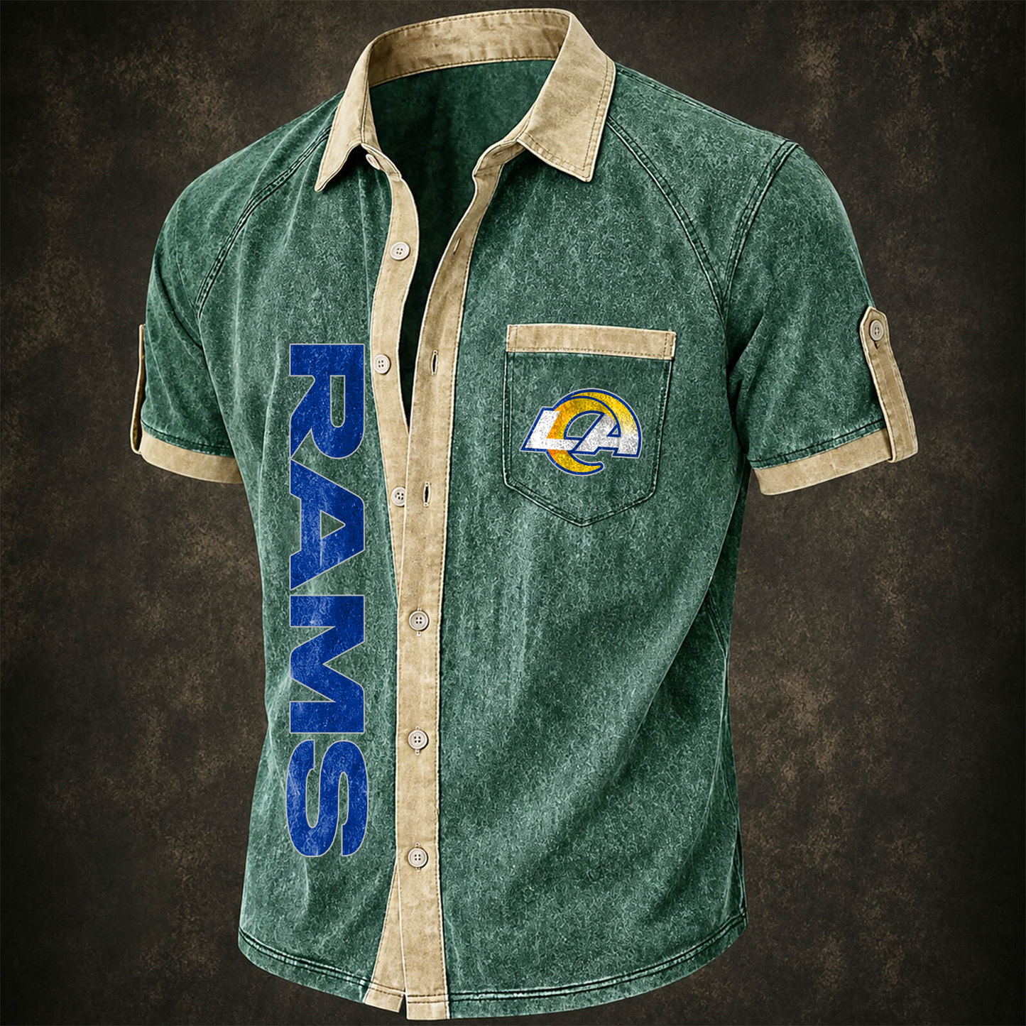 LAR x NFL Short-Sleeve Button-Up Sports Shirt