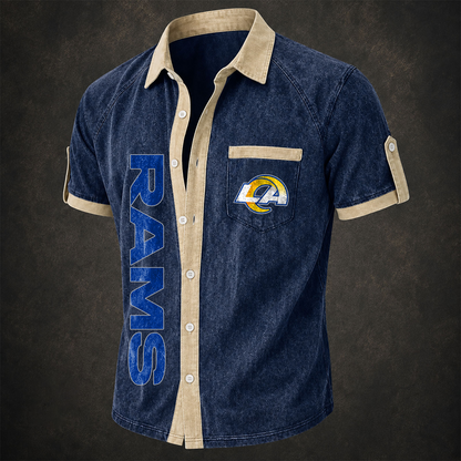LAR x NFL Short-Sleeve Button-Up Sports Shirt