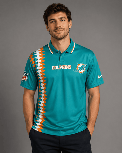 MD Premium NFL Men’s Sporty Zigzag Stripe Polo Shirt
