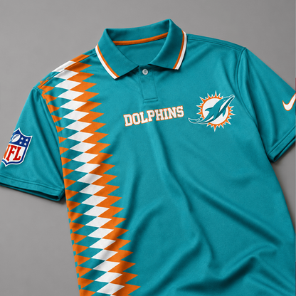 MD Premium NFL Men’s Sporty Zigzag Stripe Polo Shirt