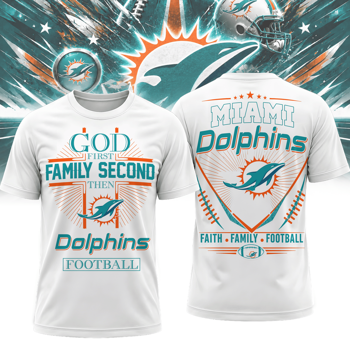 MIA x NFL Faith, Family, Football 3D Shirt