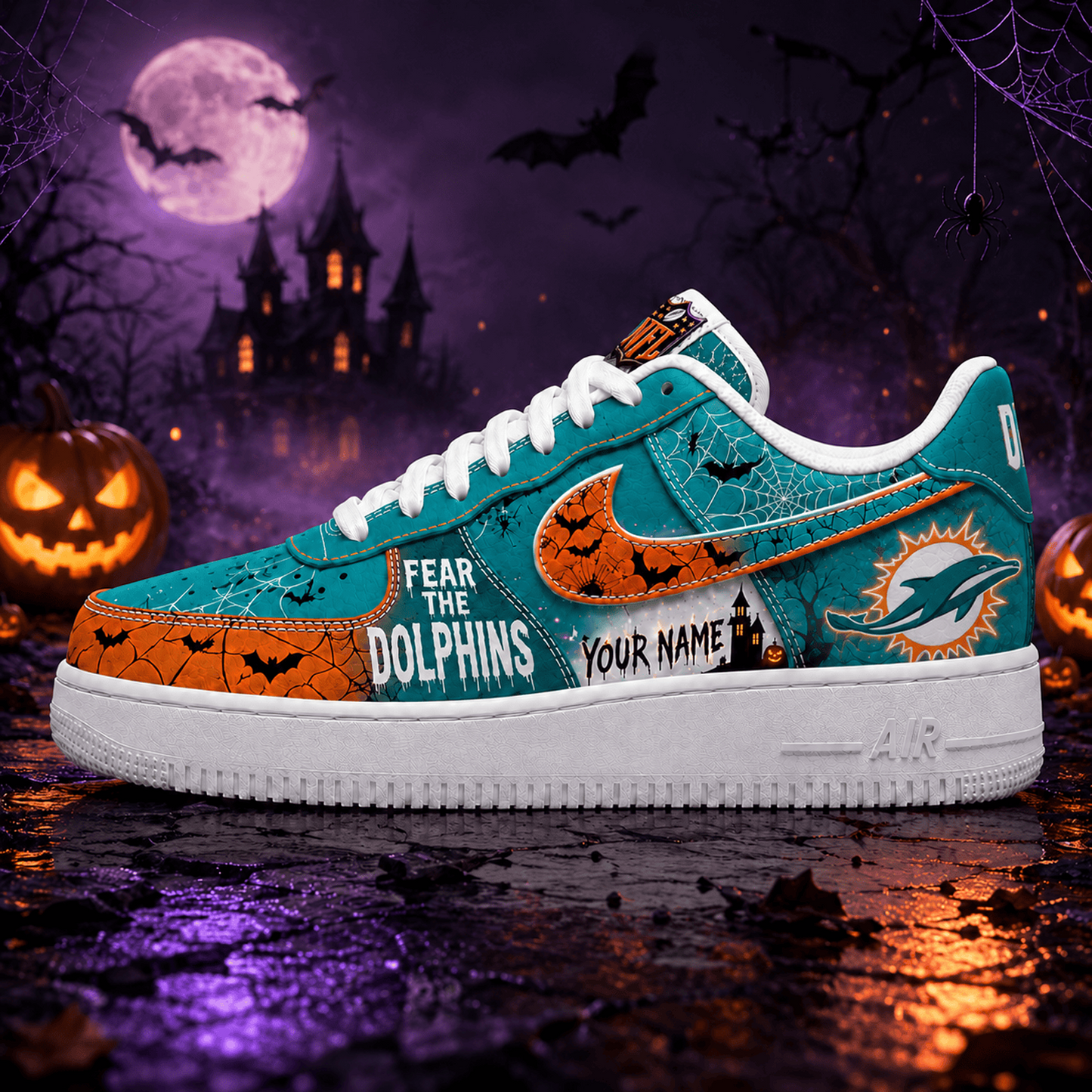 MIA x NFL Fear The Team Halloween AF1 Sneakers 1807
