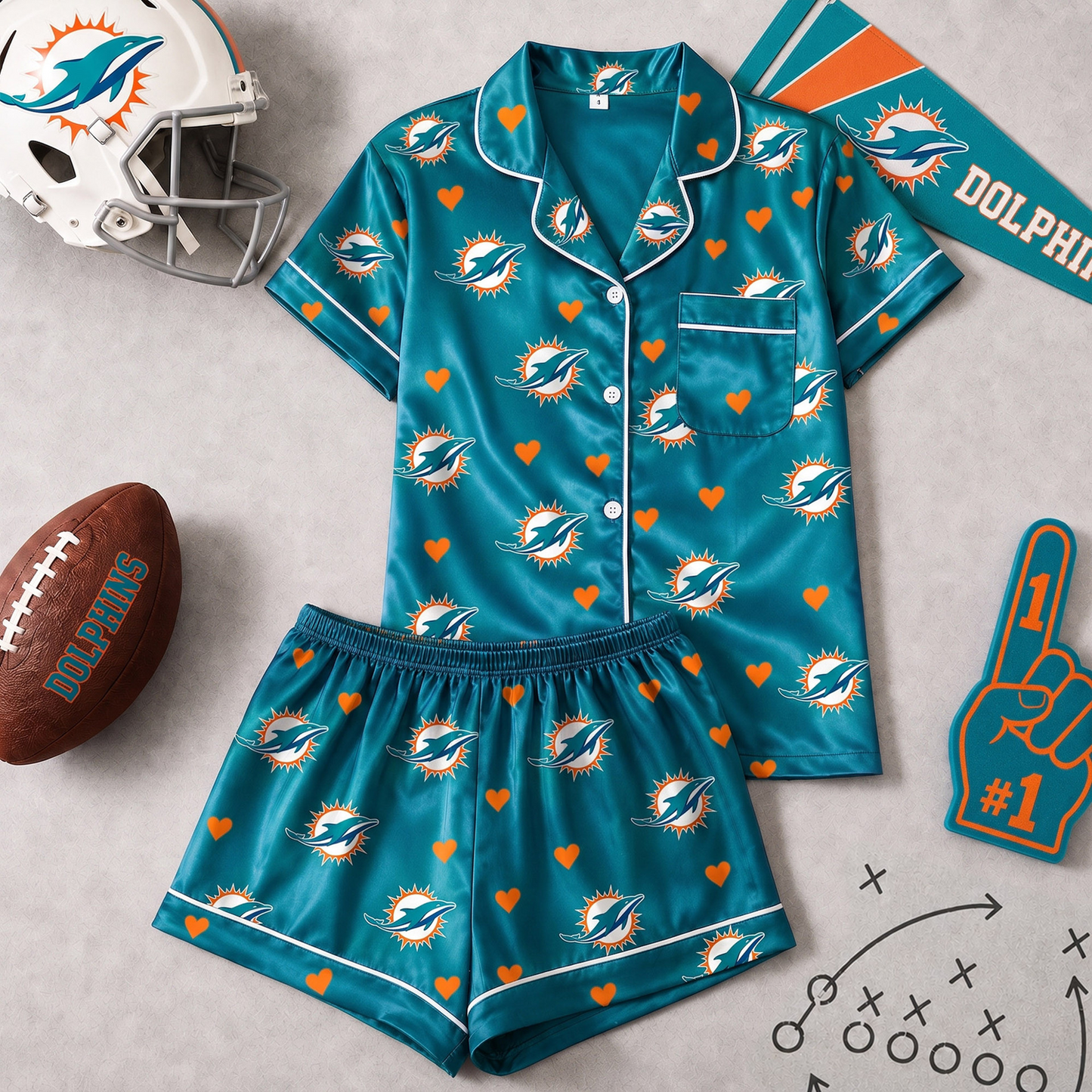 MIA x NFL Love Satin Pajamas Set