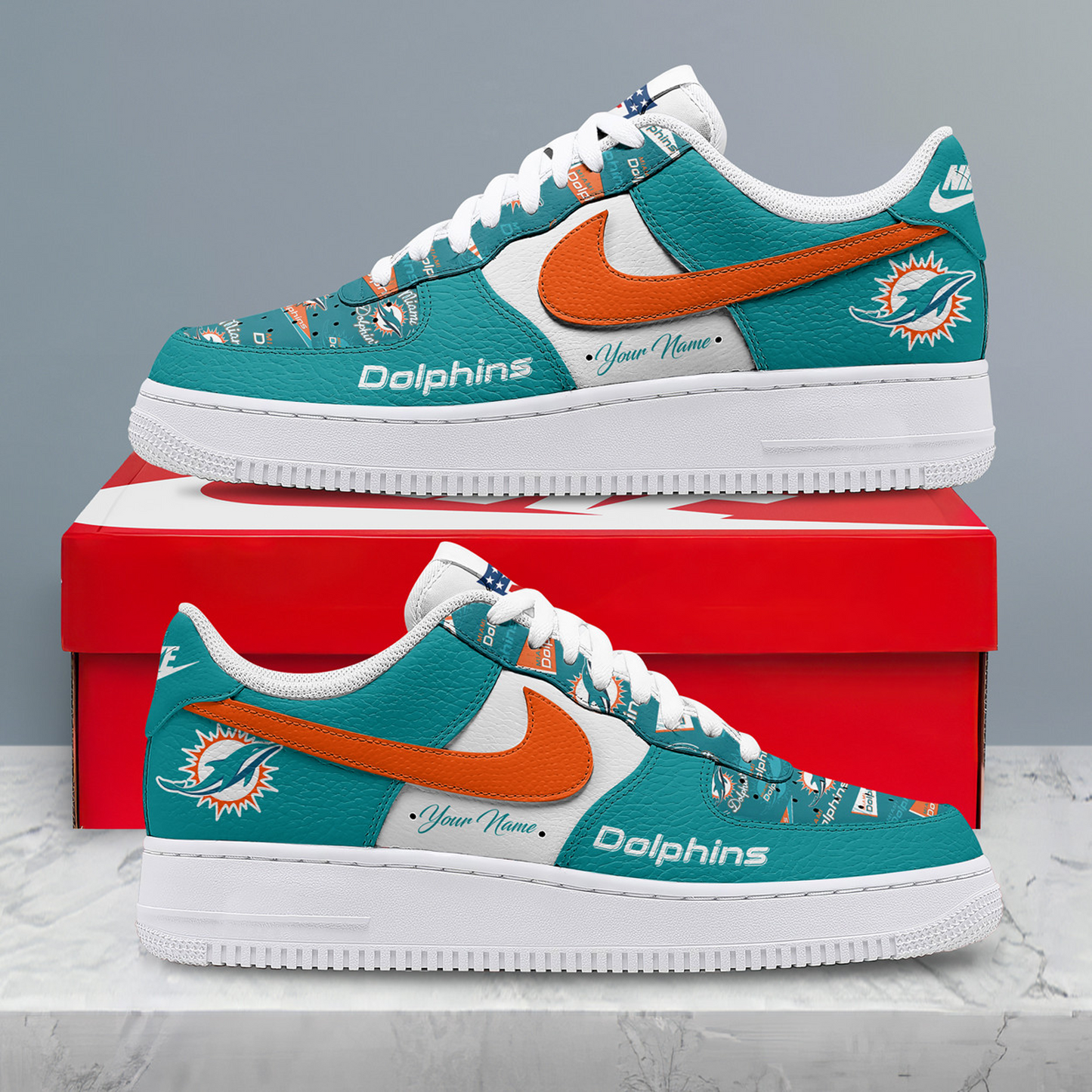 MIA x NFL Personalized Team Icon AF1 Shoes