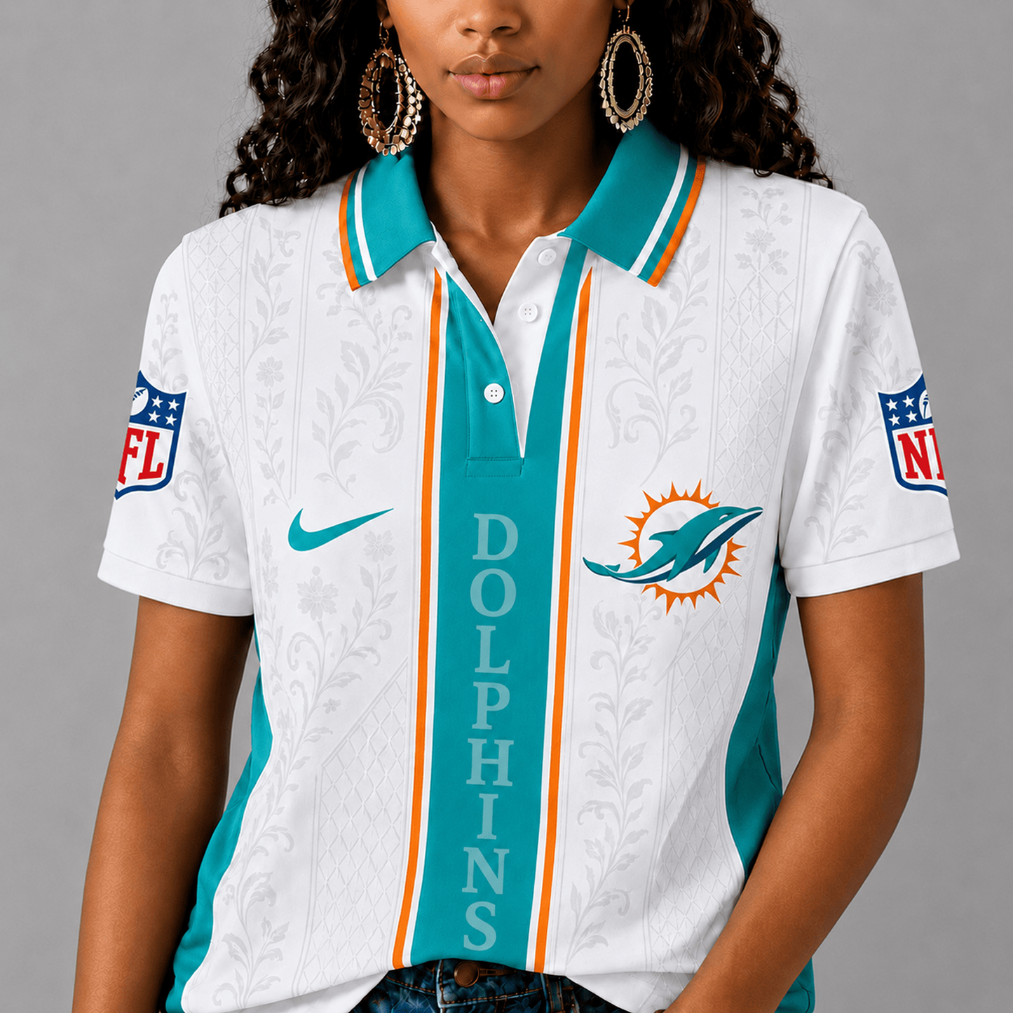MIA x NFL Premium Floral Elegance Polo Shirt