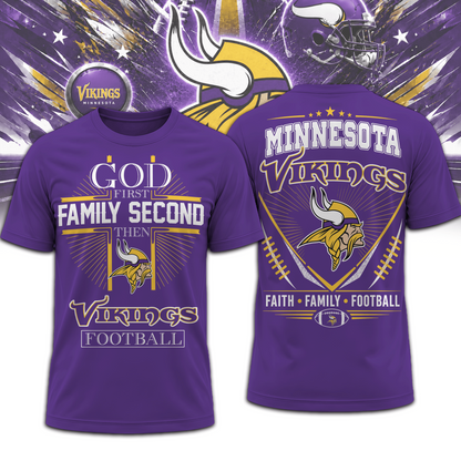 MIN x NFL Faith, Family, Football 3D Shirt