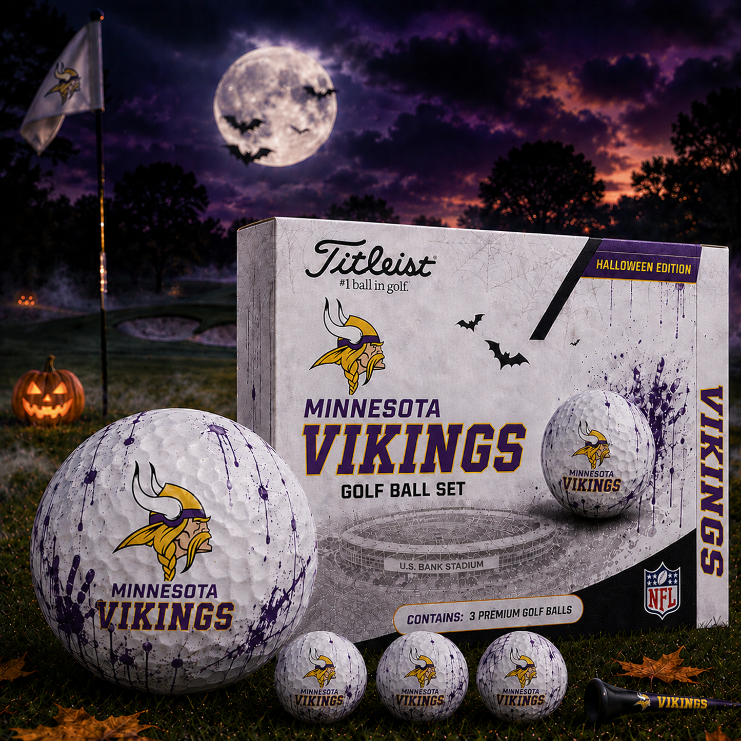 MIN x NFL Halloween Edition Golf Ball Set  3 Premium Golf Balls