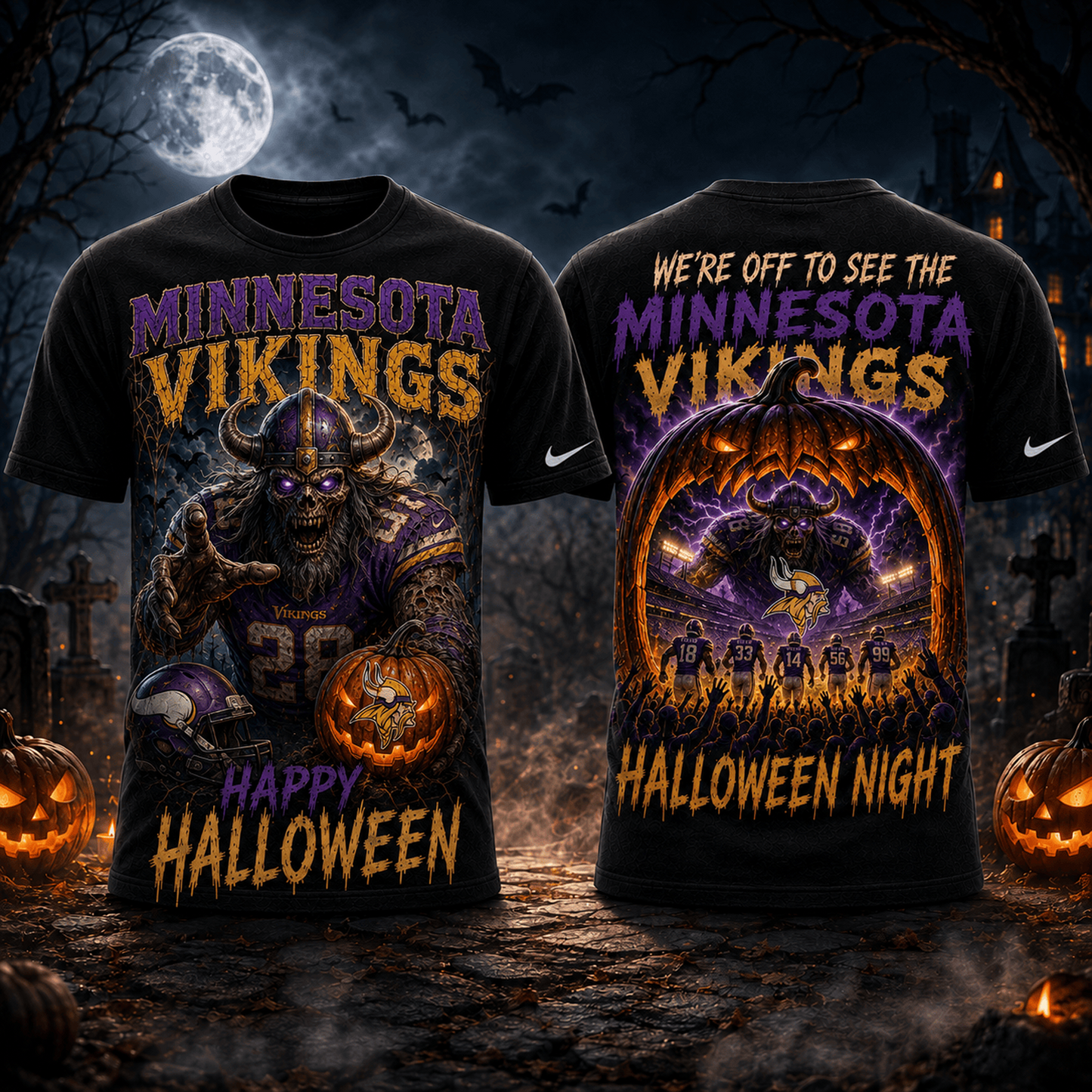 MIN x NFL Halloween Game Day 3D Shirt