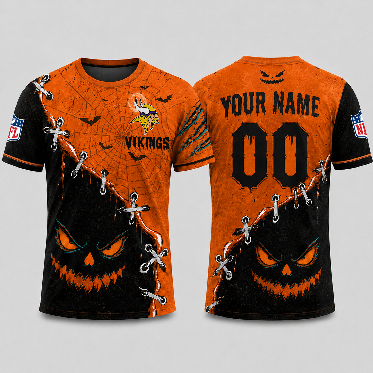 MIN x NFL Halloween Pumpkin Stitched Horror TShirt