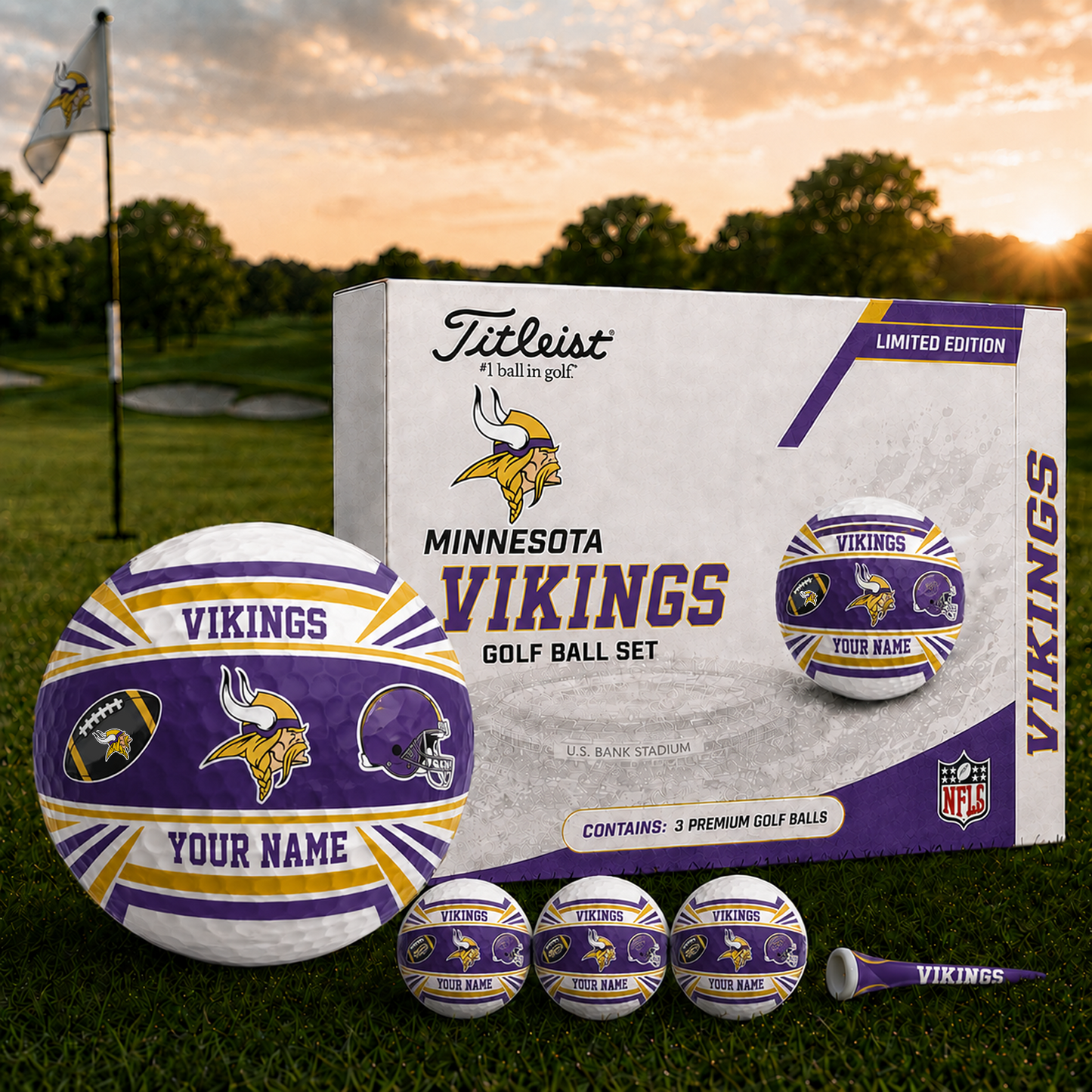MIN x NFL Inspired Golf Ball Set  3 Premium Golf Balls V2