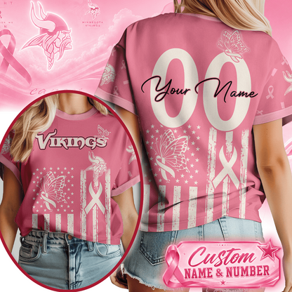 MIN x NFL Premium Butterfly Ribbon Custom 3D Shirt