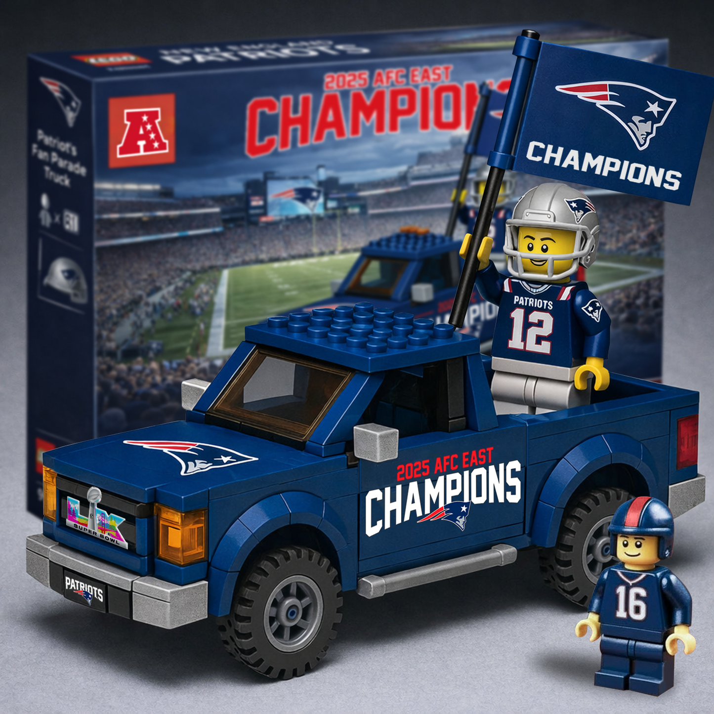 NE x NFL 2025 AFC Champions Building Blocks Truck Toy Set DatND DVT
