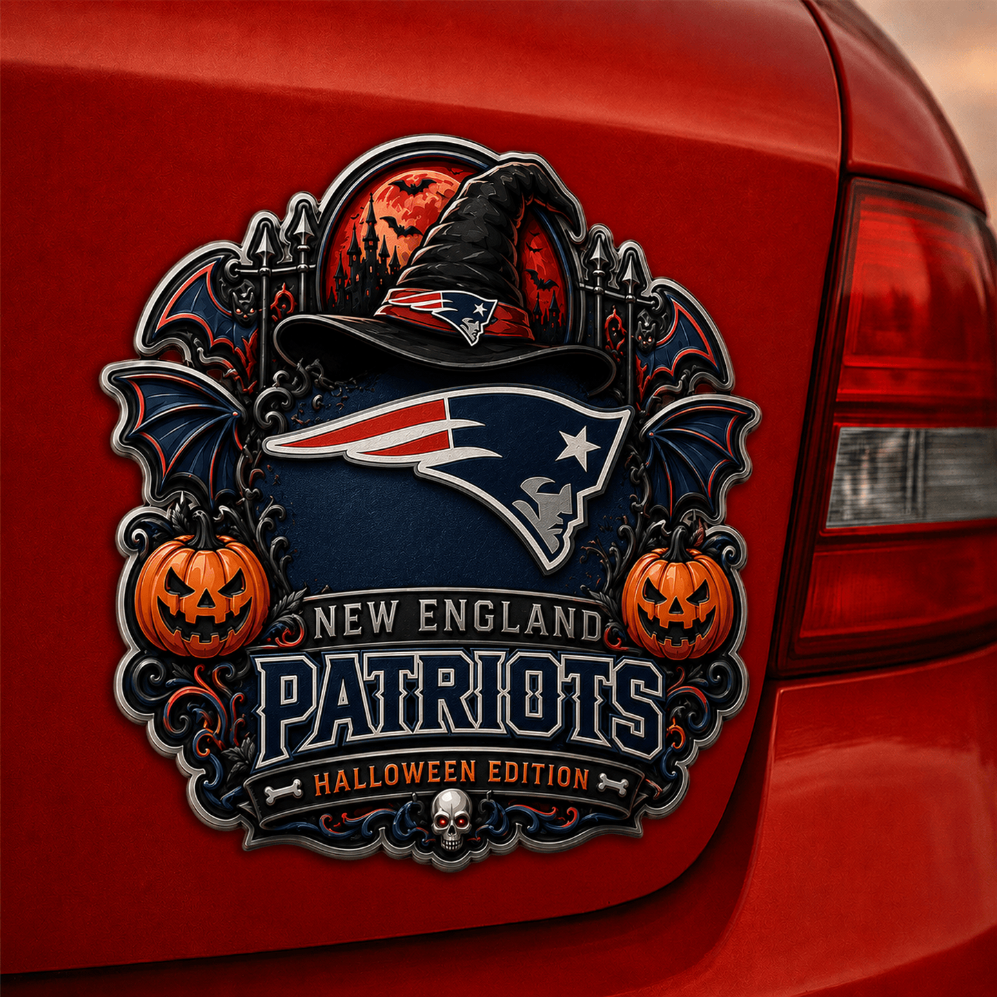 NE x NFL Halloween Edition Car Namge Badge