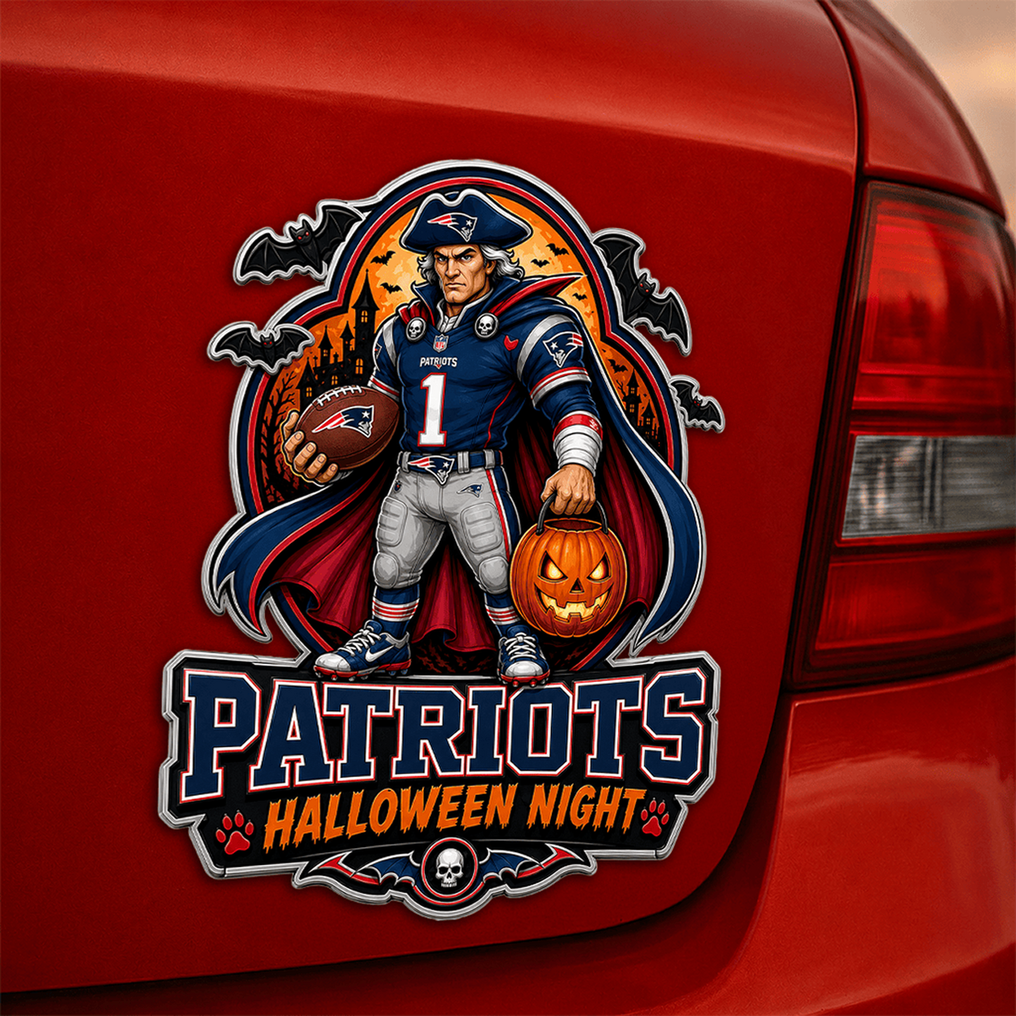 NE x NFL Halloween Edition Car Namge Badge
