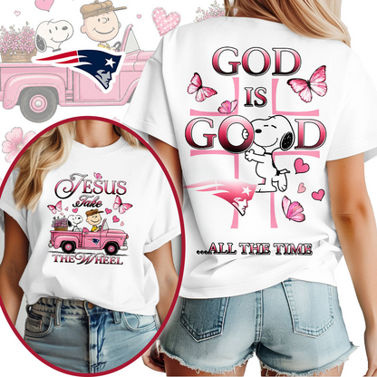 NE x NFL Jesus Take The Wheel God Is Good 3D Shirt