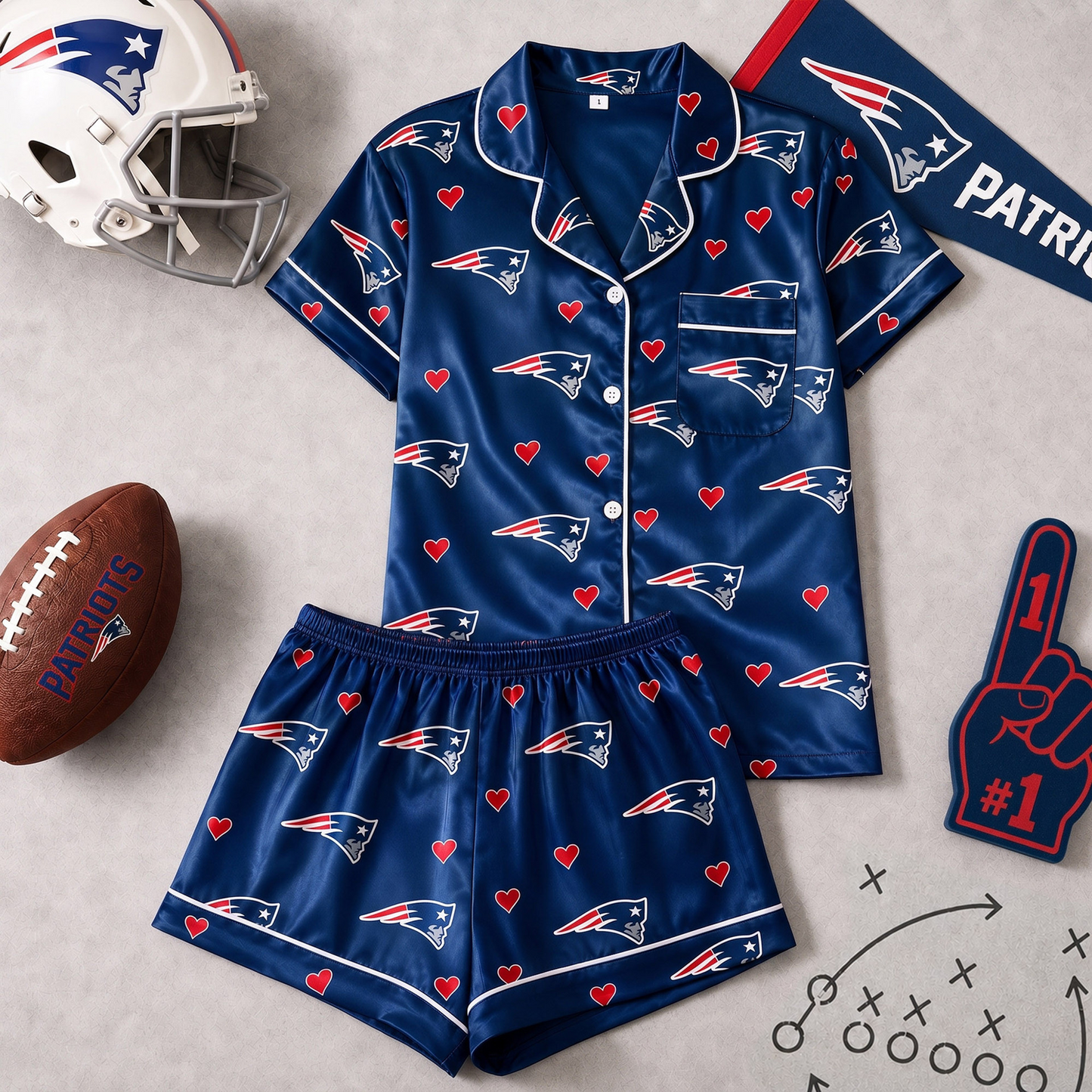 NE x NFL Love Satin Pajamas Set