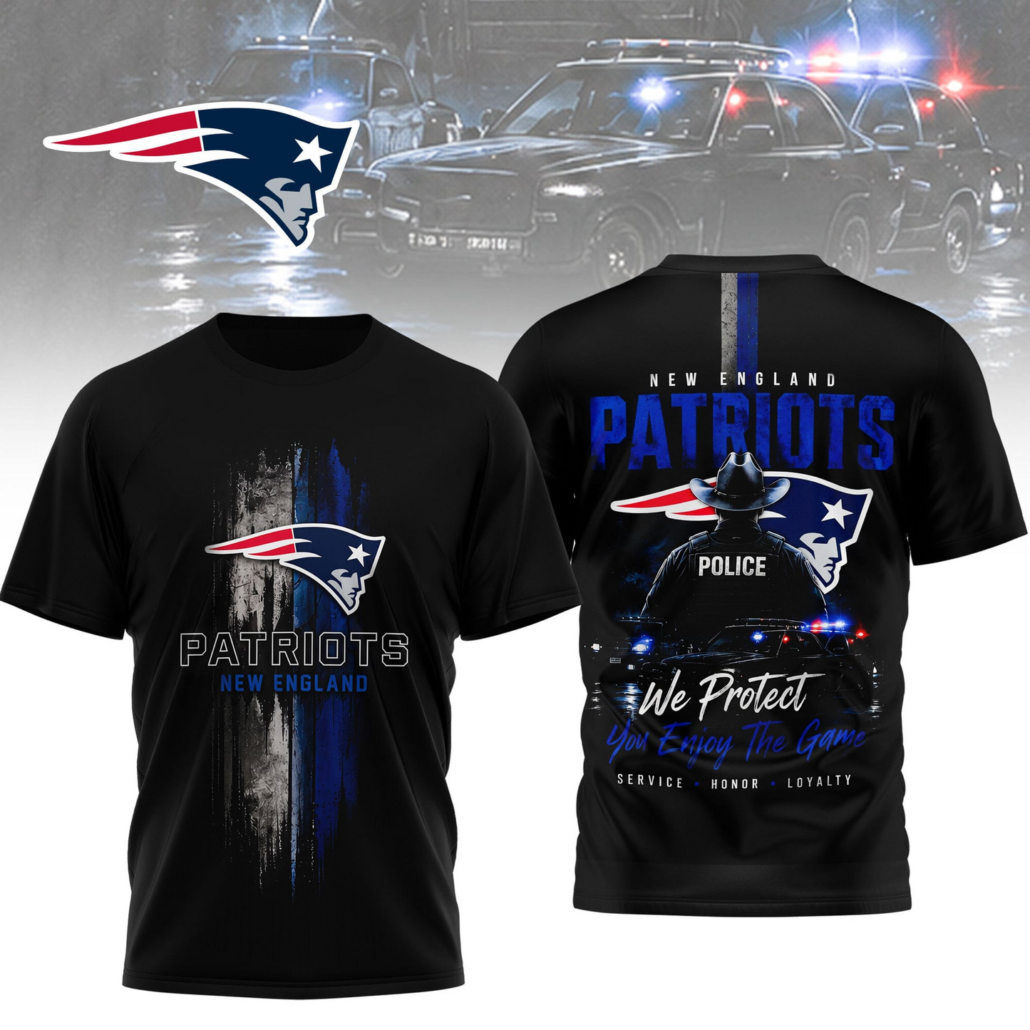 NE x NFL Premium Police Tribute Team 3D Shirt