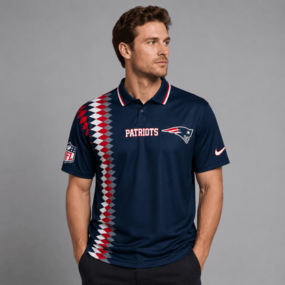NEP Premium NFL Men’s Sporty Zigzag Stripe Polo Shirt