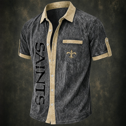 NO x NFL Short-Sleeve Button-Up Sports Shirt