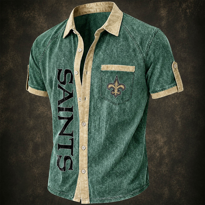 NO x NFL Short-Sleeve Button-Up Sports Shirt