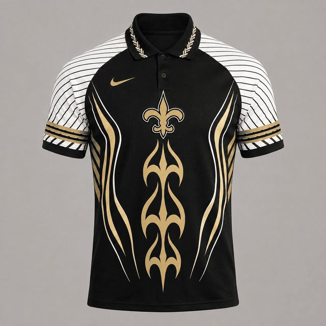 NOS Premium NFL Flame Stripe Athletic Polo Shirt