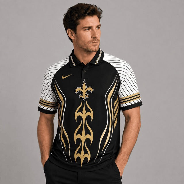 NOS Premium NFL Flame Stripe Athletic Polo Shirt