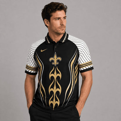 NOS Premium NFL Flame Stripe Athletic Polo Shirt