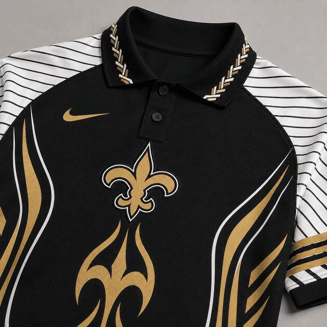 NOS Premium NFL Flame Stripe Athletic Polo Shirt