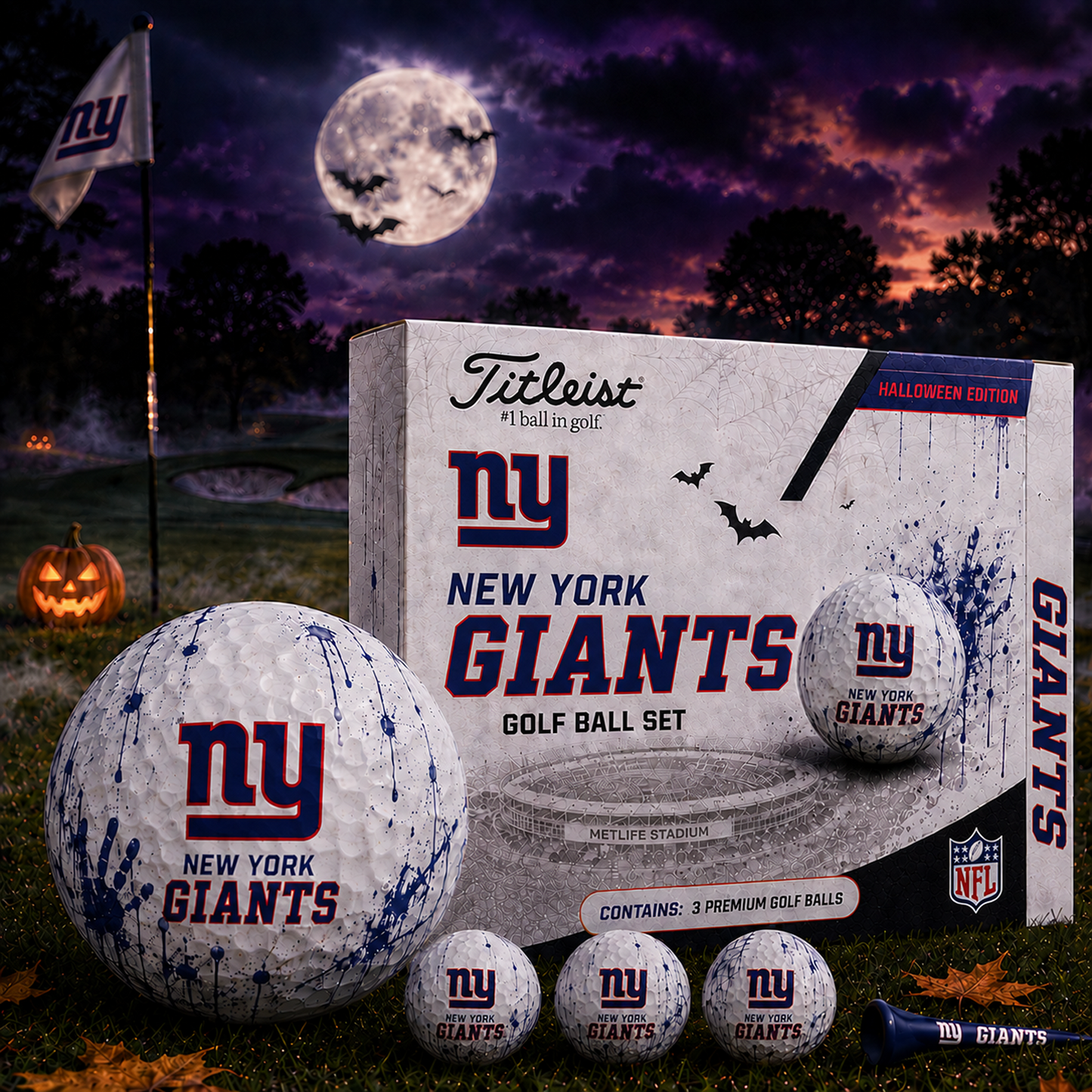 NYG x NFL Halloween Edition Golf Ball Set  3 Premium Golf Balls