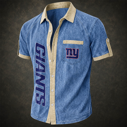NYG x NFL Short-Sleeve Button-Up Sports Shirt