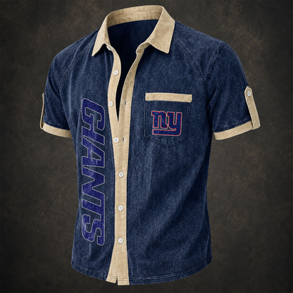 NYG x NFL Short-Sleeve Button-Up Sports Shirt