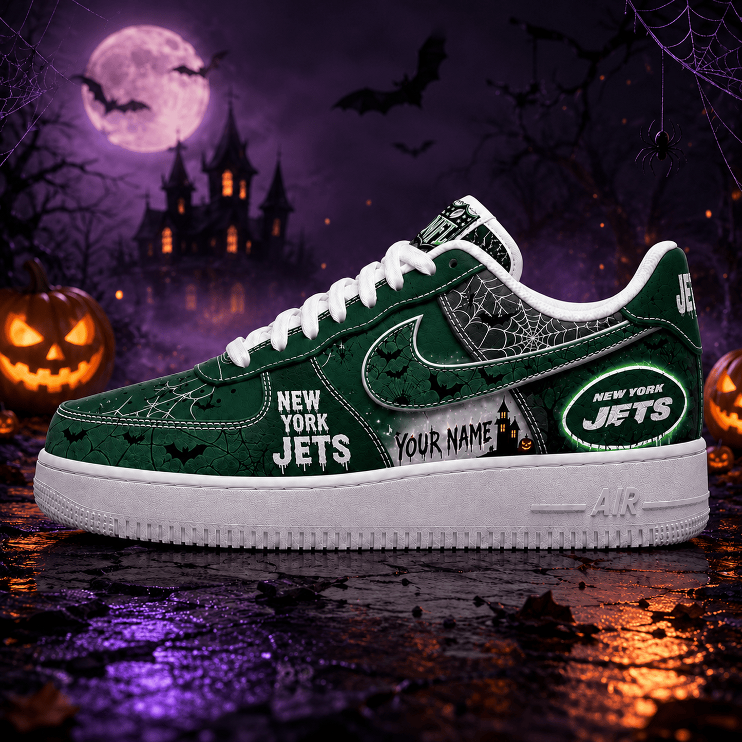 NYJ x NFL Fear The Team Halloween AF1 Sneakers 1807