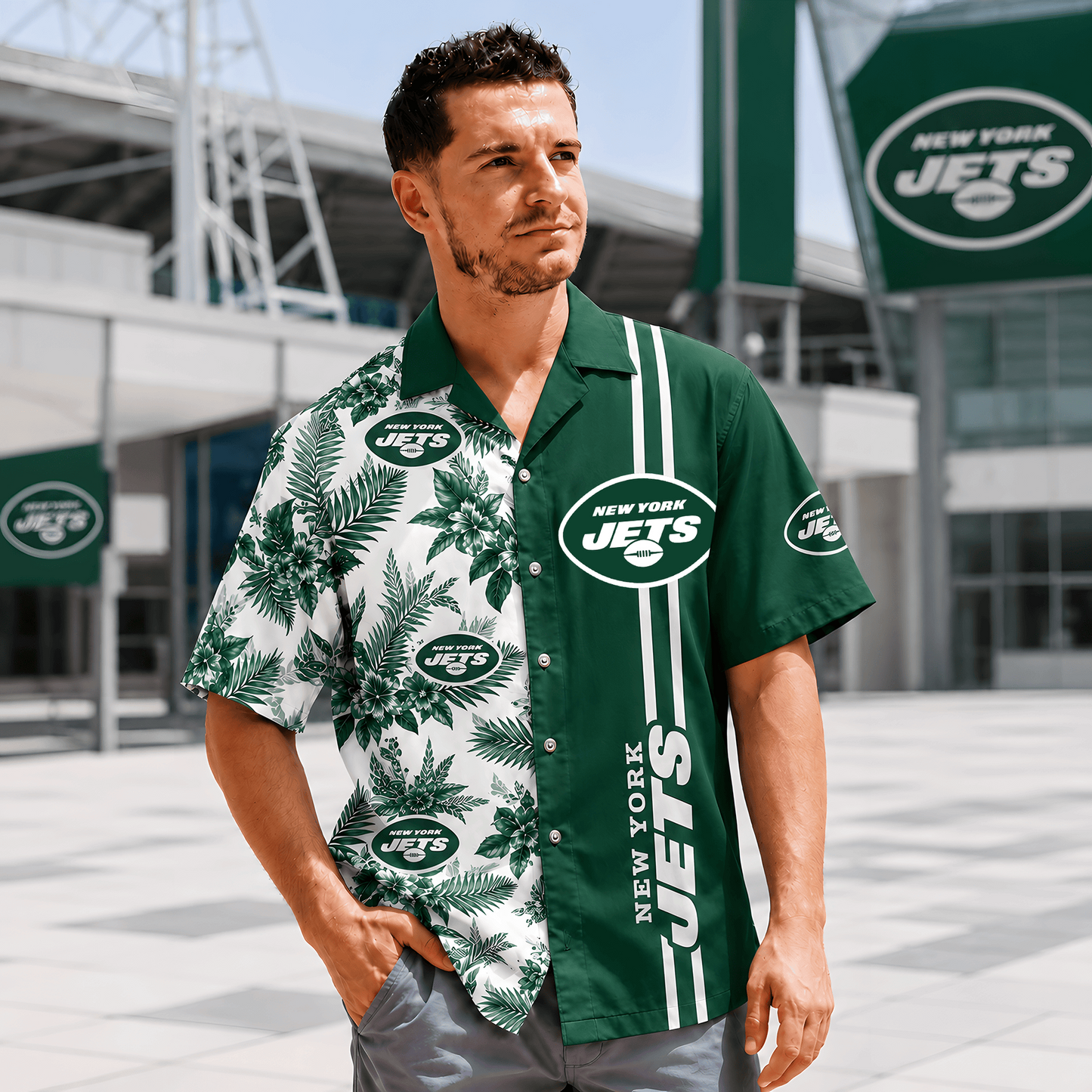 NYJ x NFL Gridiron Paradise Hawaiian Shirt 2107