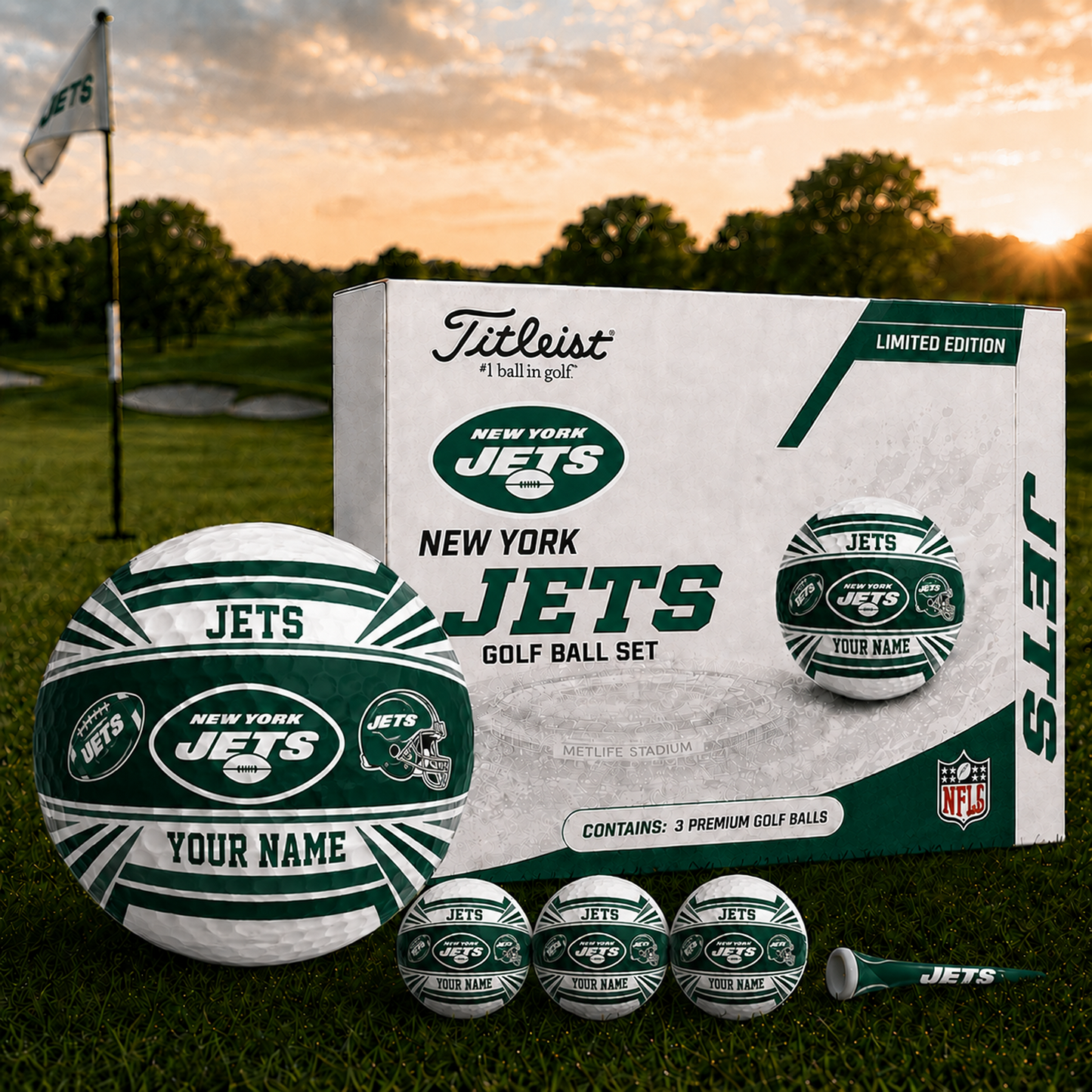 NYJ x NFL Inspired Golf Ball Set  3 Premium Golf Balls V2