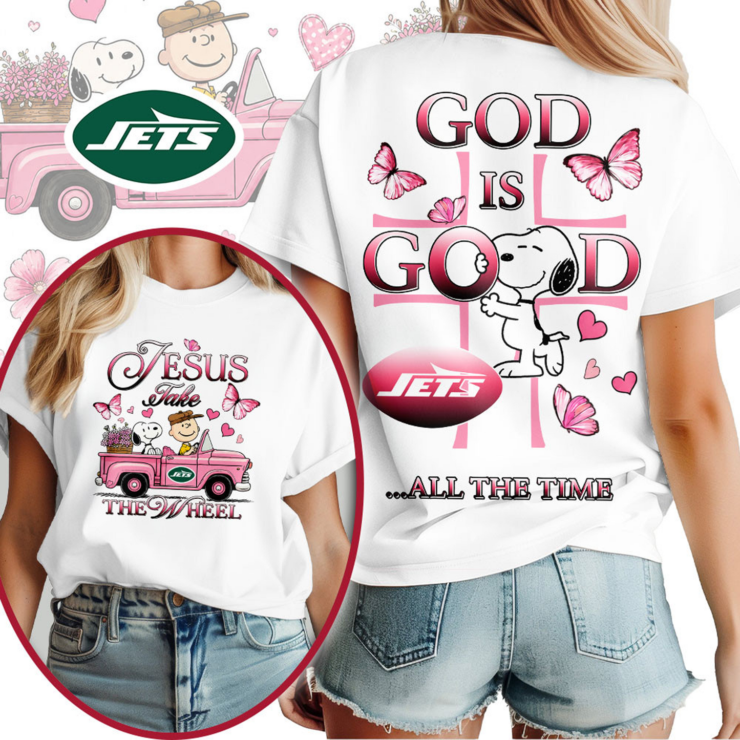 NYJ x NFL Jesus Take The Wheel God Is Good 3D Shirt